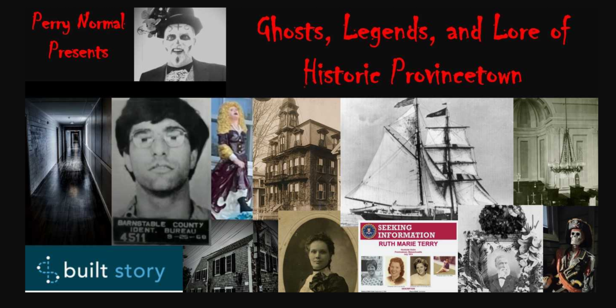 A montage of eerie photos. A long, ominous, wooden hallway; a man's prison mugshot; a historic whaling ship; an historic mansion; a missing person's flyer.