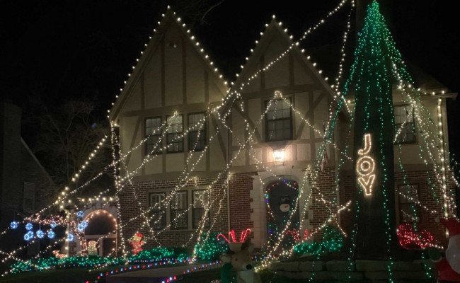 Christmas lights on a home in Kansas City 