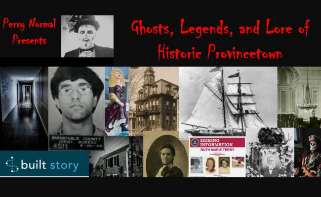 A montage of eerie photos. A long, ominous, wooden hallway; a man's prison mugshot; a historic whaling ship; an historic mansion; a missing person's flyer.