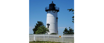 A white lighthouse in Martha's Vineyard