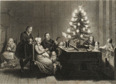 Martin Luther's candle-lit Christmas tree.