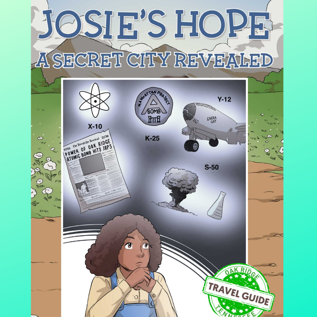 Josie's Hope, Book Cover.  Young girl looks out; images of world war 2 research in background.
